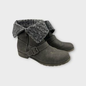 Rocket Dog Women's C345 Side Zip Side Buckle Folded Ankle Bootie Gray Size 8.5M